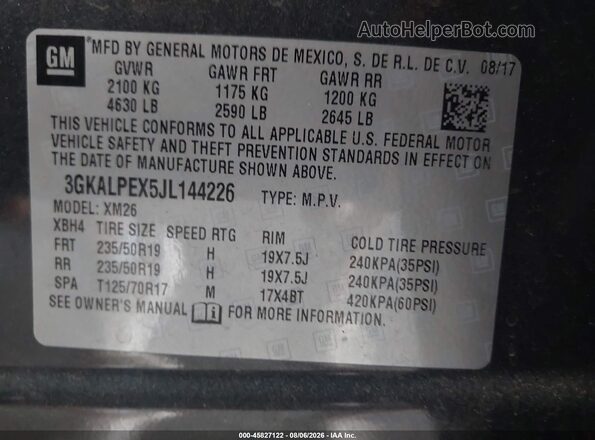 3GKALPEX5JL144226 2018 GMC TERRAIN Gray Engine compartment view
