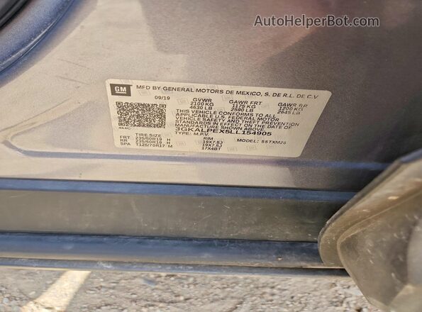 3GKALPEX5LL154905 2020 GMC TERRAIN Gray Սալոնի 360 աստիճան տեսք