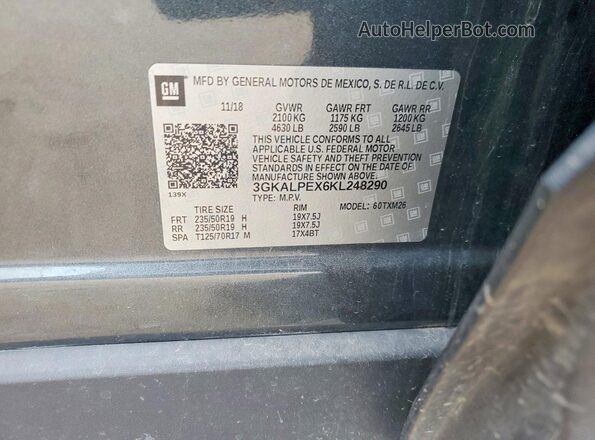 3GKALPEX6KL248290 2019 GMC TERRAIN Gray VIN կոդի պիտակի տեսք