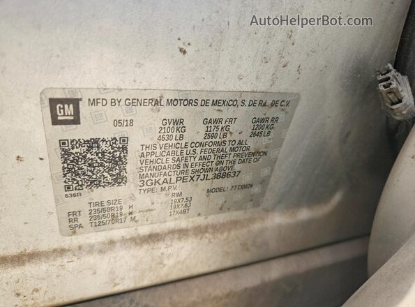 3GKALPEX7JL388637 2018 GMC TERRAIN Silver სალონის 360-გრადუსიანი ხედი