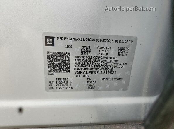 3GKALPEX7LL219821 2020 GMC TERRAIN Серебряный 