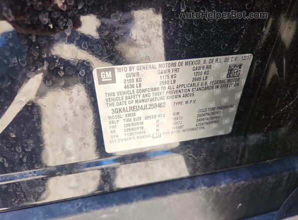 3GKALREU4JL258462 2018 GMC TERRAIN Black Widok wnętrza 360 stopni