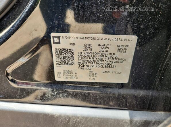 3GKALSEX5KL356337 2019 GMC TERRAIN Black Вид наклейки з VIN-кодом