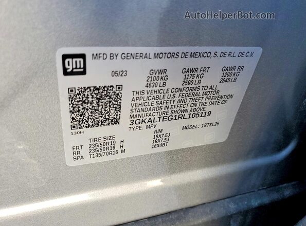 3GKALTEG1RL105119 2024 GMC TERRAIN Gray Widok naklejki z numerem VIN