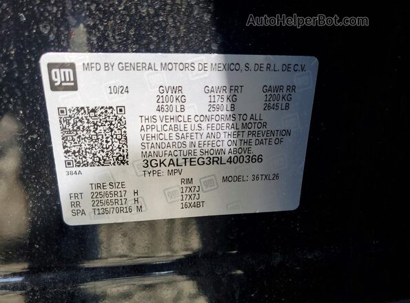 3GKALTEG3RL400366 2024 GMC TERRAIN Black Вид наклейки з VIN-кодом