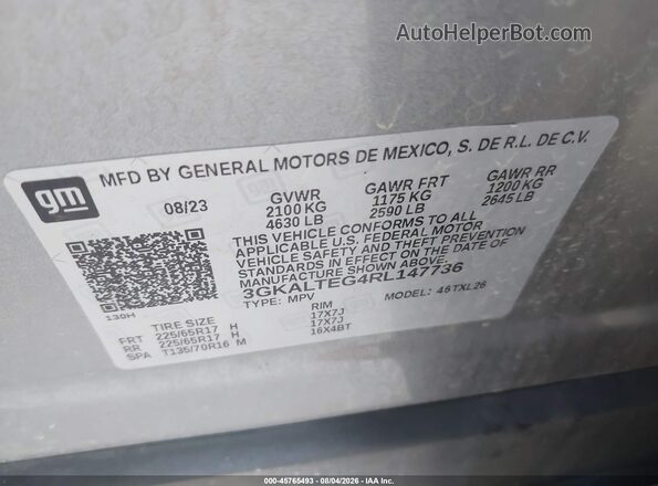 3GKALTEG4RL147736 2024 GMC TERRAIN Silver Widok komory silnika