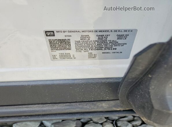 3GKALTEG6RL379139 2024 GMC TERRAIN White Vista del compartimento del motor