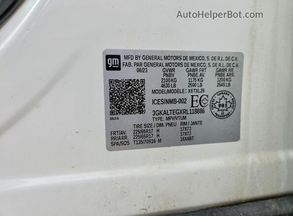 3GKALTEGXRL118886 2024 GMC TERRAIN White სალონის 360-გრადუსიანი ხედი