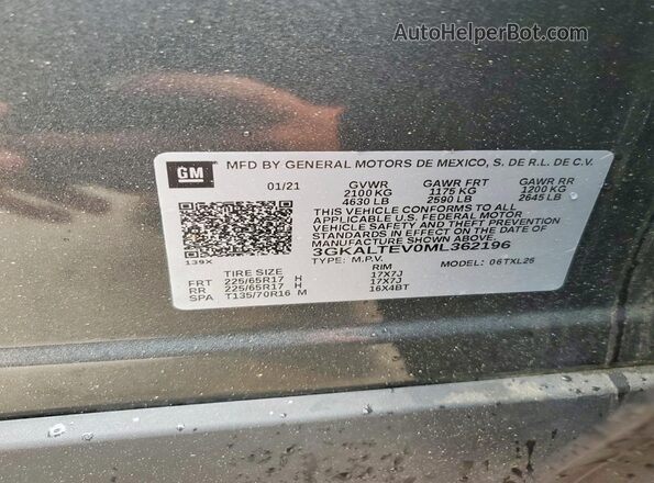 3GKALTEV0ML362196 2021 GMC TERRAIN Gray ძრავის განყოფილების ხედი