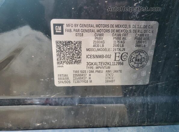 3GKALTEV2KL112956 2019 GMC TERRAIN Black Widok naklejki z numerem VIN