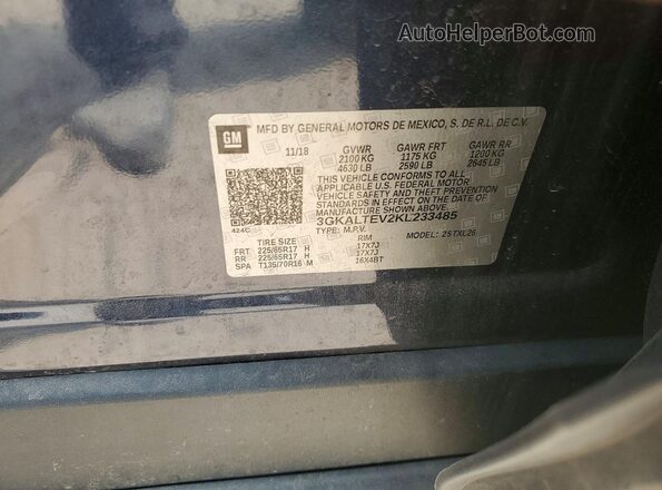 3GKALTEV2KL233485 2019 GMC TERRAIN Blue 360 interior view