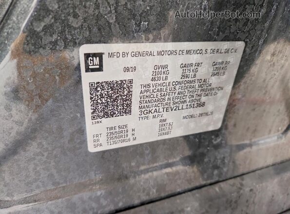 3GKALTEV2LL151368 2020 GMC TERRAIN Charcoal VIN կոդի պիտակի տեսք