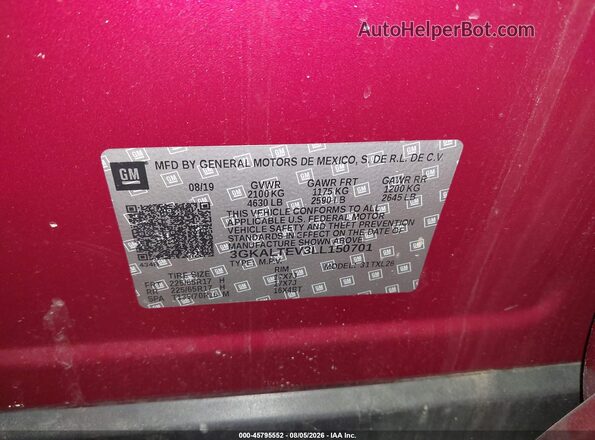 3GKALTEV3LL150701 2020 GMC TERRAIN Red Engine compartment view