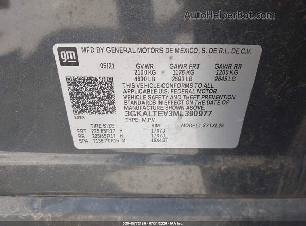 3GKALTEV3ML390977 2021 GMC TERRAIN Gray Widok komory silnika