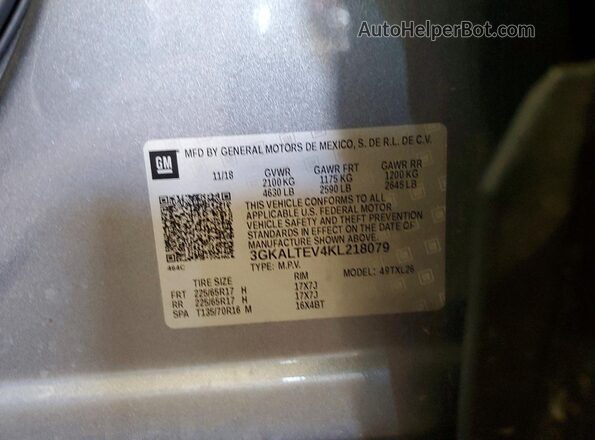 3GKALTEV4KL218079 2019 GMC TERRAIN Silver Շարժիչի բաժամունքի տեսք
