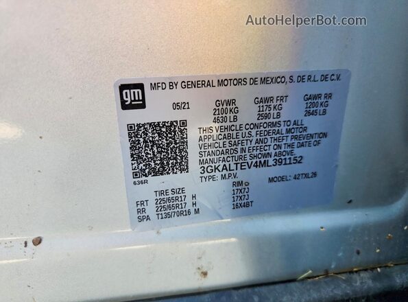 3GKALTEV4ML391152 2021 GMC TERRAIN Silver VIN sticker view