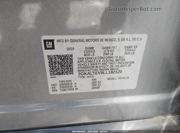 3GKALTEV5LL182520 2020 GMC TERRAIN Gray Շարժիչի բաժամունքի տեսք