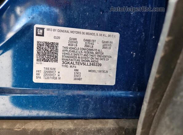 3GKALTEV5LL245339 2020 GMC TERRAIN Синий Панорамный вид салона 360°