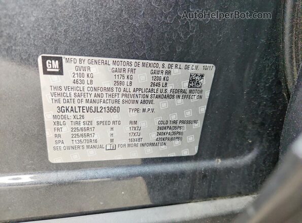 3GKALTEV6JL213660 2018 GMC TERRAIN Black Вид підкапотного простору