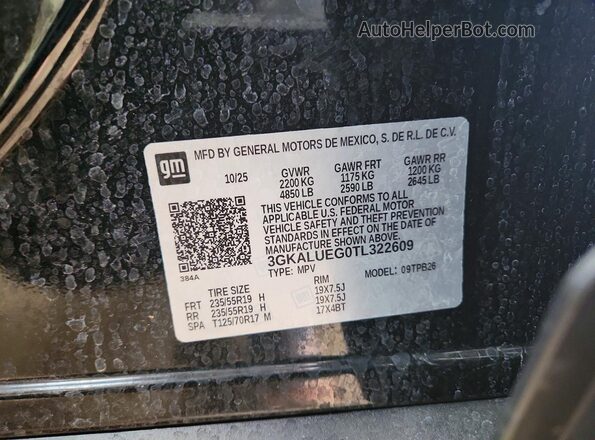 3GKALUEG0TL322609 2026 GMC TERRAIN Black Vista interior de 360 grados