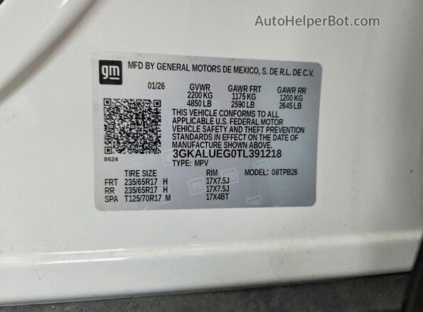 3GKALUEG0TL391218 2026 GMC TERRAIN Белый Панорамный вид салона 360°