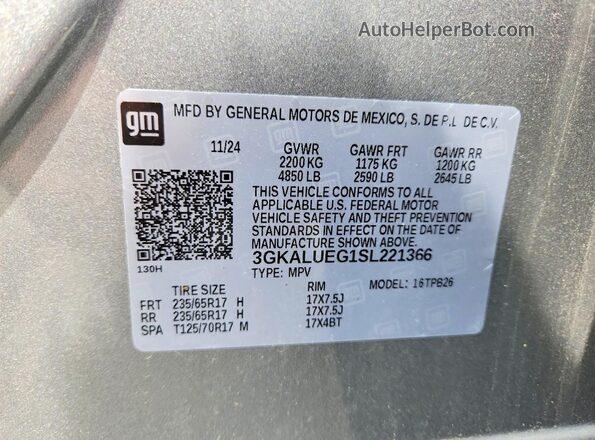 3GKALUEG1SL221366 2025 GMC TERRAIN Silver VIN კოდის სტიკერის ხედი