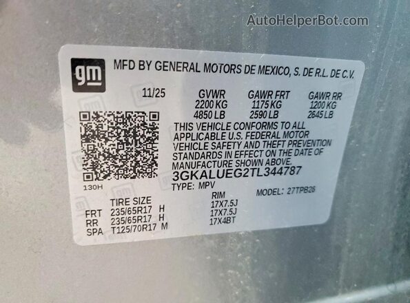 3GKALUEG2TL344787 2026 GMC TERRAIN Silver Vista interior de 360 grados