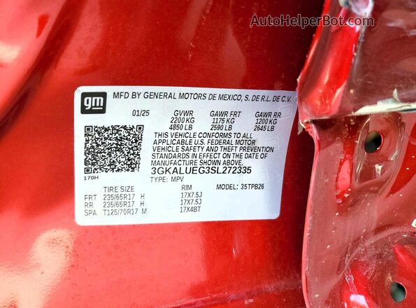 3GKALUEG3SL272335 2025 GMC TERRAIN Red ძრავის განყოფილების ხედი