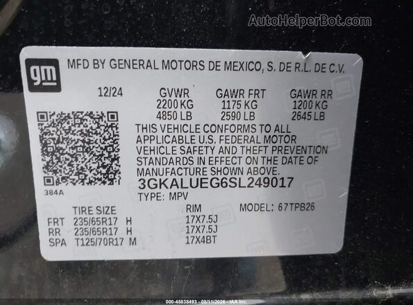 3GKALUEG6SL249017 2025 GMC TERRAIN Black Widok komory silnika