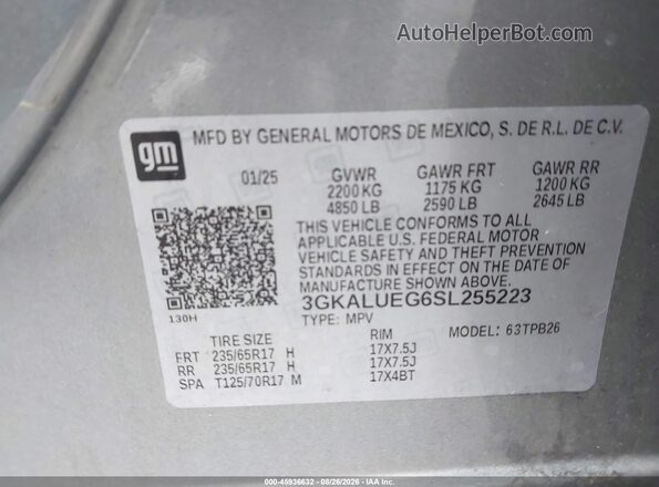 3GKALUEG6SL255223 2025 GMC TERRAIN Gray Vista del compartimento del motor