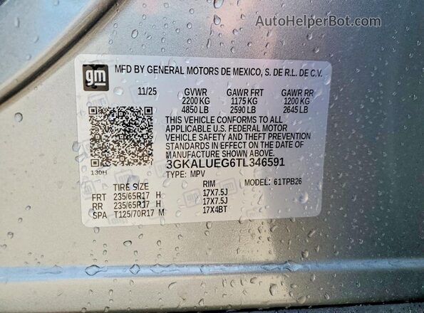 3GKALUEG6TL346591 2026 GMC TERRAIN Gray Панорамний вид салону 360°