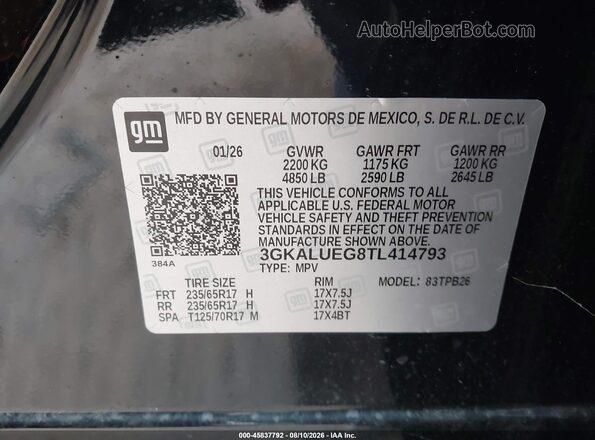 3GKALUEG8TL414793 2026 GMC TERRAIN Black Engine compartment view