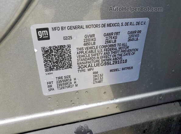 3GKALUEG9SL291018 2025 GMC TERRAIN Charcoal Widok naklejki z numerem VIN