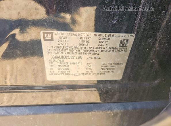 3GKALUEU2JL217203 2018 GMC TERRAIN Black Вид наклейки з VIN-кодом