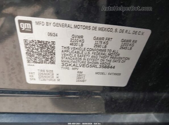 3GKALVEG5RL358844 2024 GMC TERRAIN Black ძრავის განყოფილების ხედი