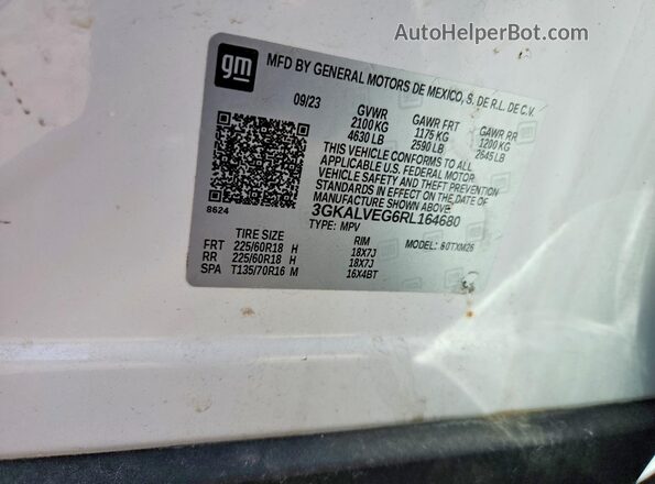 3GKALVEG6RL164680 2024 GMC TERRAIN White VIN կոդի պիտակի տեսք