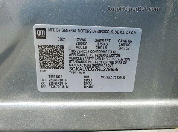 3GKALVEG7RL278655 2024 GMC TERRAIN Silver სალონის 360-გრადუსიანი ხედი