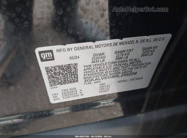 3GKALVEG8RL259208 2024 GMC TERRAIN Black Շարժիչի բաժամունքի տեսք