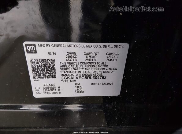3GKALVEG8RL304762 2024 GMC TERRAIN Black ძრავის განყოფილების ხედი