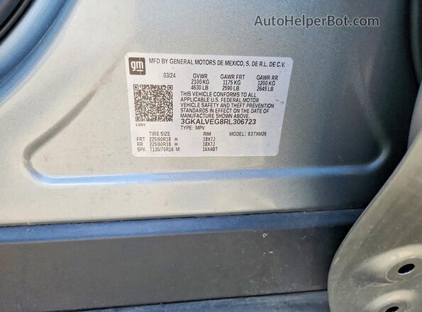 3GKALVEG8RL306723 2024 GMC TERRAIN Серебряный Вид наклейки с VIN-кодом