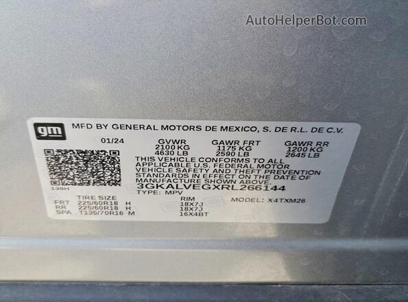 3GKALVEGXRL266144 2024 GMC TERRAIN Silver სალონის 360-გრადუსიანი ხედი