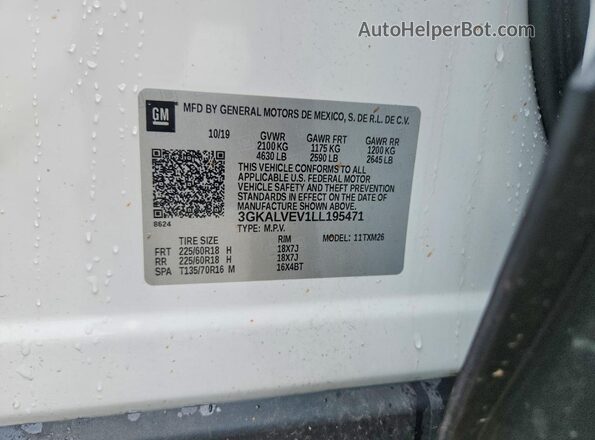 3GKALVEV1LL195471 2020 GMC TERRAIN White Widok komory silnika