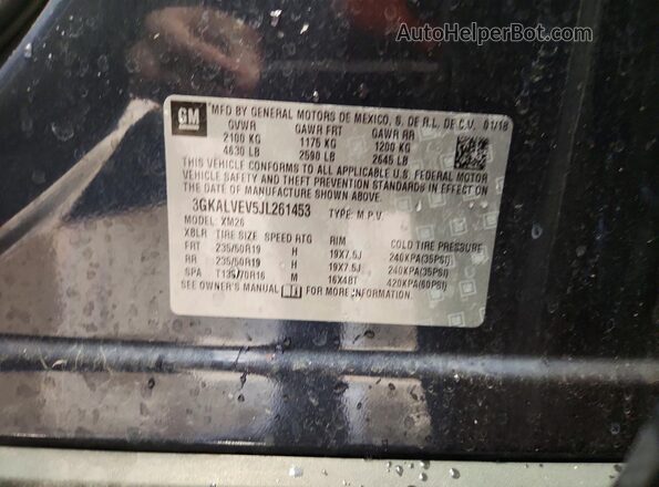 3GKALVEV5JL261453 2018 GMC TERRAIN Blue VIN sticker view