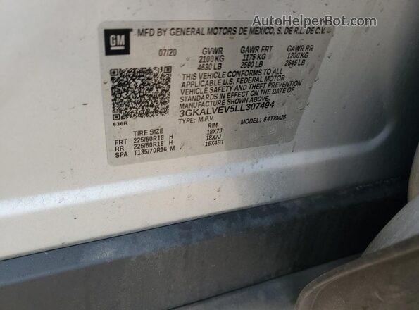 3GKALVEV5LL307494 2020 GMC TERRAIN Silver Widok wnętrza 360 stopni