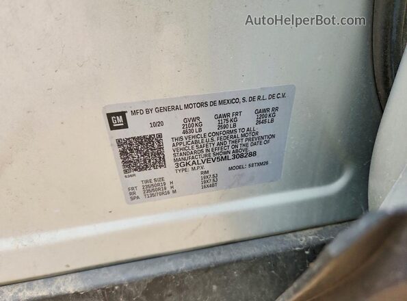 3GKALVEV5ML308288 2021 GMC TERRAIN Silver ძრავის განყოფილების ხედი