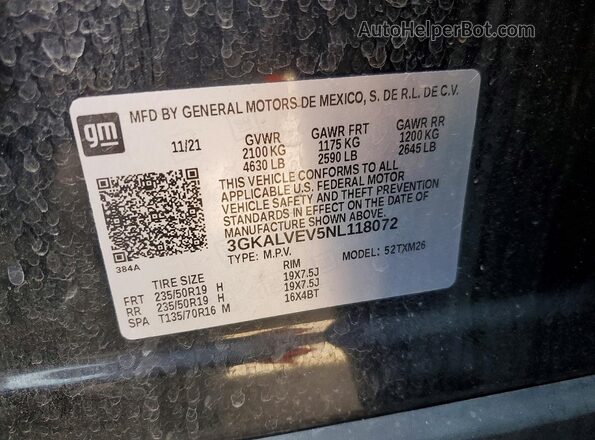 3GKALVEV5NL118072 2022 GMC TERRAIN Black 360 interior view