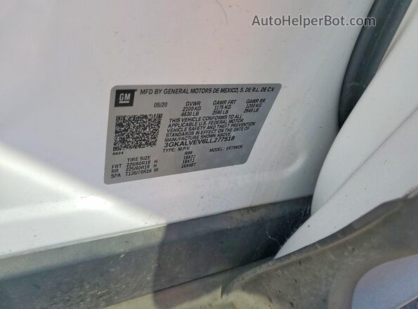 3GKALVEV6LL277518 2020 GMC TERRAIN Белый Вид подкапотного пространства