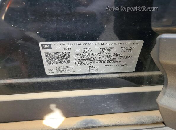 3GKALVEVXKL292666 2019 GMC TERRAIN Black VIN sticker view