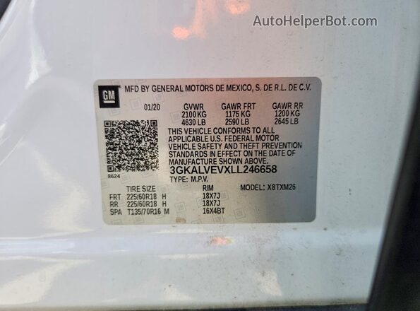 3GKALVEVXLL246658 2020 GMC TERRAIN White Սալոնի 360 աստիճան տեսք