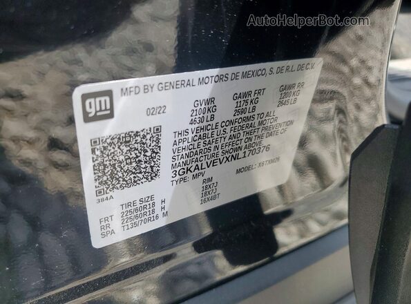 3GKALVEVXNL170376 2022 GMC TERRAIN Black Widok naklejki z numerem VIN